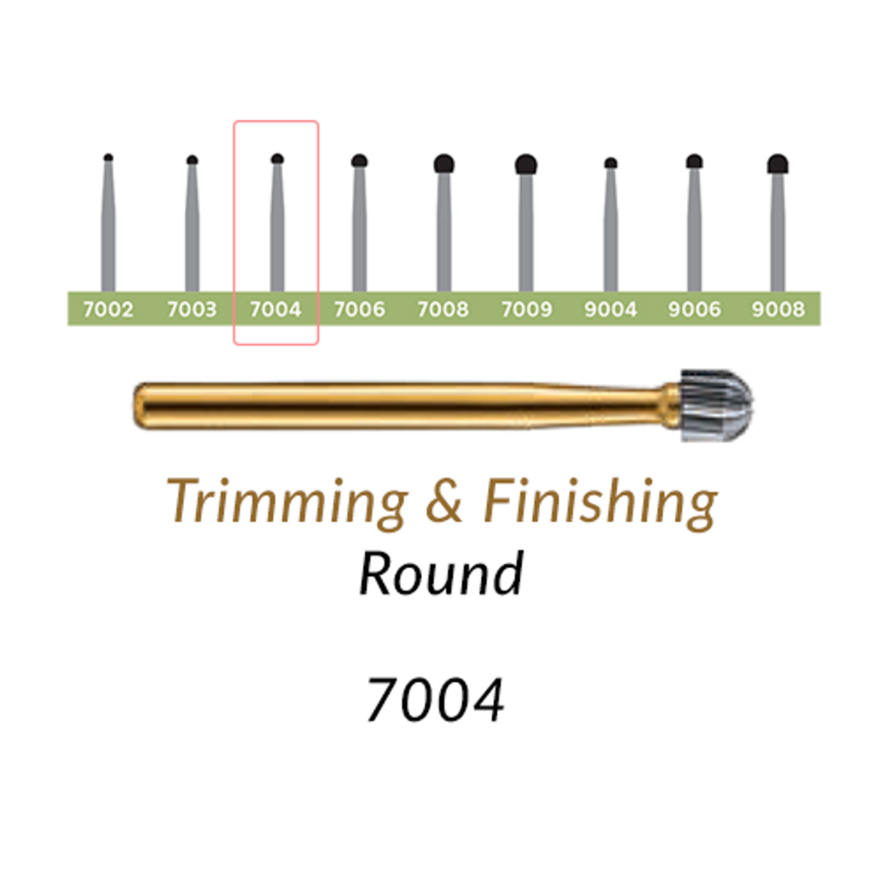 Carbide Burs. FG-7004 T&F 12-blades Round. 10 pcs.