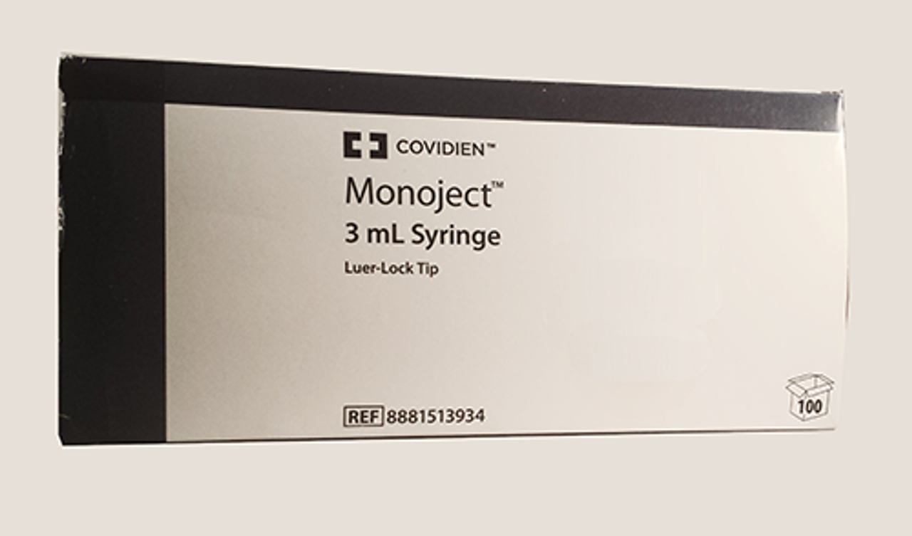 Monoject Luer Lock Syringe 3ml (100/Pk)