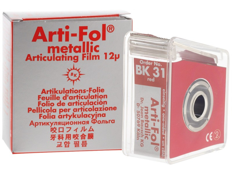 Bausch ArtiFol Metallic Red OneSided ShimstockFilm, 12 microns, 22 mm x 20 m Roll Dental