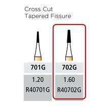 Alpen Carbide Bur 702G-314-1.60-4.00 Cross Cut Tapered Fissure, 10 pcs