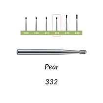 Carbide Burs. FG-332-L, Pear. Pack of 100/Bag