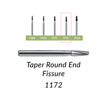 Carbide Burs. RA-1172 Taper Round End Fissure. Pack of 100/Bag Carbide Burs. RA-1172 Taper Round End Fissure. Pack of 100/Bag