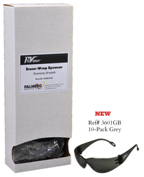 Palmero, Econo Wrap Eyewear, 10-Pack Dispenser with Grey Eyewear, 3601GB
