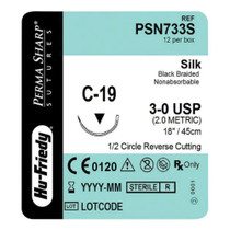 Hu-Friedy, 3-0 Silk, Black, 18, C-19, 1/2 Circle, PSN733S