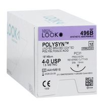 Sutures. PolySyn. 496B 4-0 18" C-6 3/8 Circle 19mm 12/Pk Sutures. PolySyn. 496B 4-0 18" C-6 3/8 Circle 19mm 12/Pk