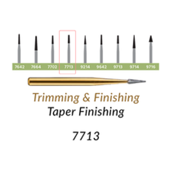 Carbide Burs. FG-7713 T&F 12-blades Taper Finishing. Pack of 100/Bag