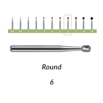 Carbide Burs. FG-6 Short Shank Round. Pack of 100/Bag