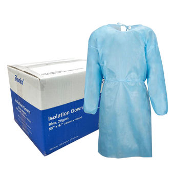 Premium Disposable Blue Isolation Gowns, 10/Pack