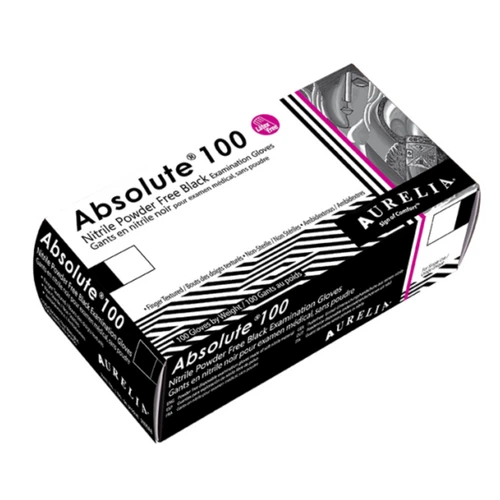 Absolute 100 Med.Grade Black Gloves Nitrile PF 100/Box