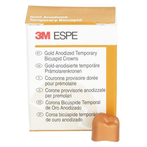 3M Gold Anodized Temporary Bicuspid Crowns, 940644, Lower Right Second Bicuspid, Size 4, 5 Crowns