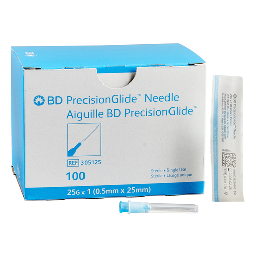 PrecisionGlide Hypodermic Needle 25Gx1" Blue Conventional 100/Box