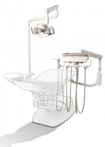 Reliance Swing Mount Pole w/Auto Dental Unit & Light Pole, White