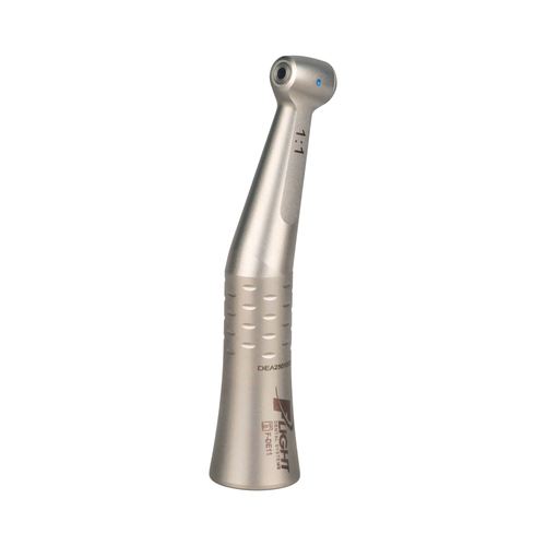 Flight Dental, Flight 1:1 Contra Angle, No Water Spray, LatcHHead PusHButton, One Piece Handpiece, Stainless Steel Body, F-DE11