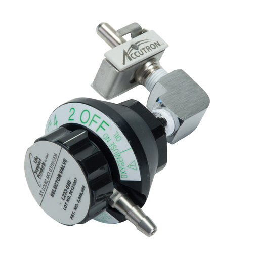 Accutron, O2 Flow Selector Valve, 90 Deg Hex Lock, 35017