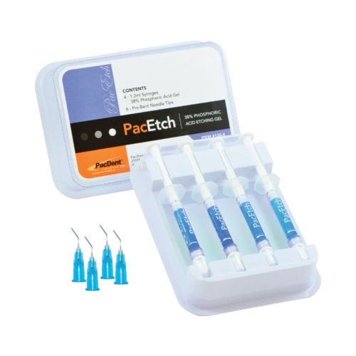 Pac-Dent, Porcelain Etching Gel, 4 x 1.2 ml syringe w/ 8 x pre-bent needle tips , 4/pack, 441101