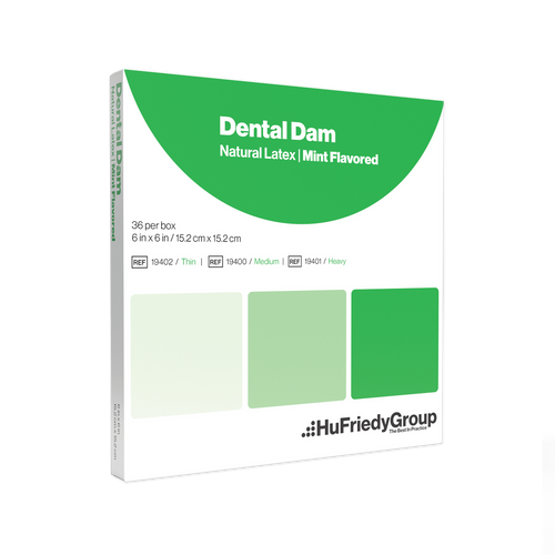 Hu-Friedy, Dental Dam, Latex, Thin, Green, Mint, 36/Box, 19402