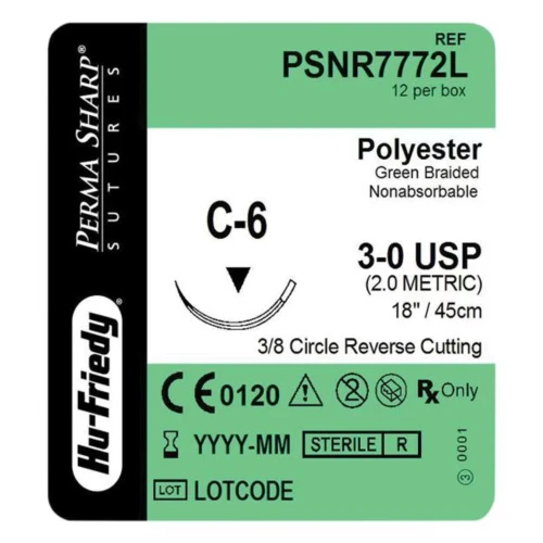 Hu-Friedy, 3-0 Polyester, Green 18 C-6 3/8 Circle, PSNR7772L