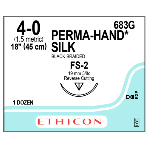Ethicon Sutures. Silk Thread. 683G 4-0 FS-2 18â€ 12/Box - 3+1 Promotion!