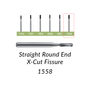 Carbide Burs. FG-1558 Straight Round End X-Cut Fissure. Clinic Pack of 100/bag.
