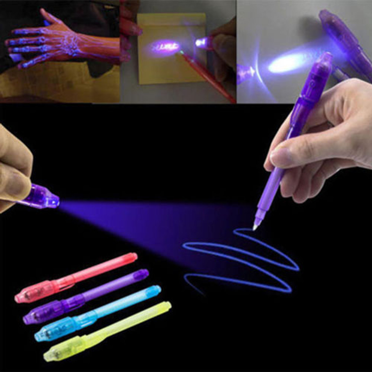 24 Pack Christmas Invisible Ink Pen with UV Black Light Secret Spy Pens  Magic Disappearing Ink