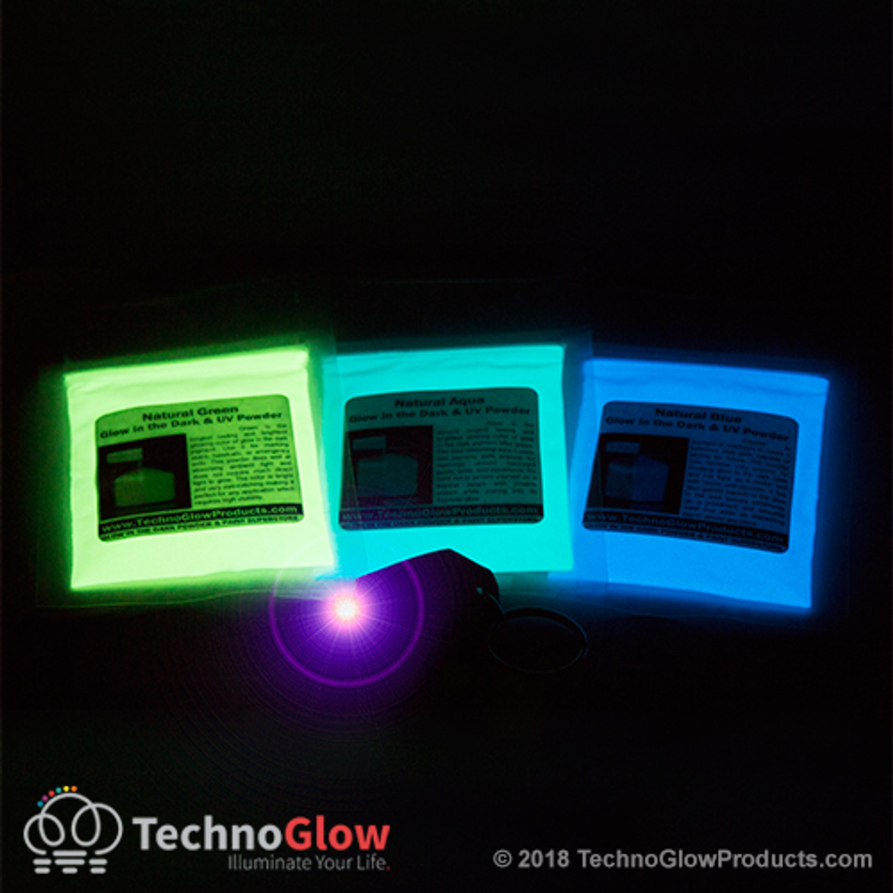 Techno Glow Inc Glow in The Dark & UV Reactive Powder - Multipurpose Pro-Series (Natural Green, 1 Ounce (28g))