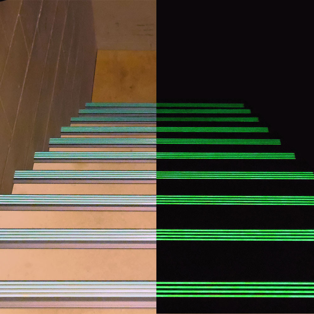 Photoluminescent Stair Nosing Glow in the Dark