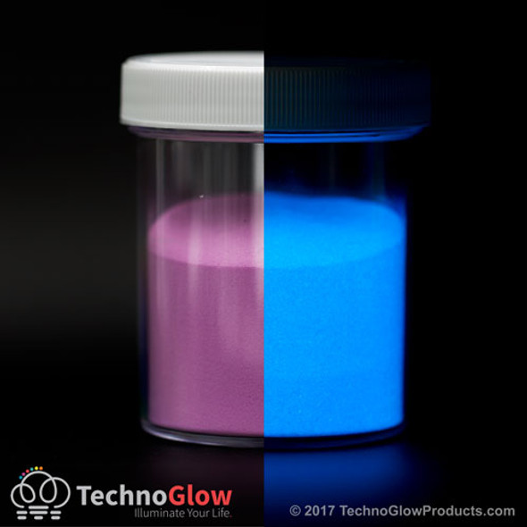purple to blue glow in the dark powder