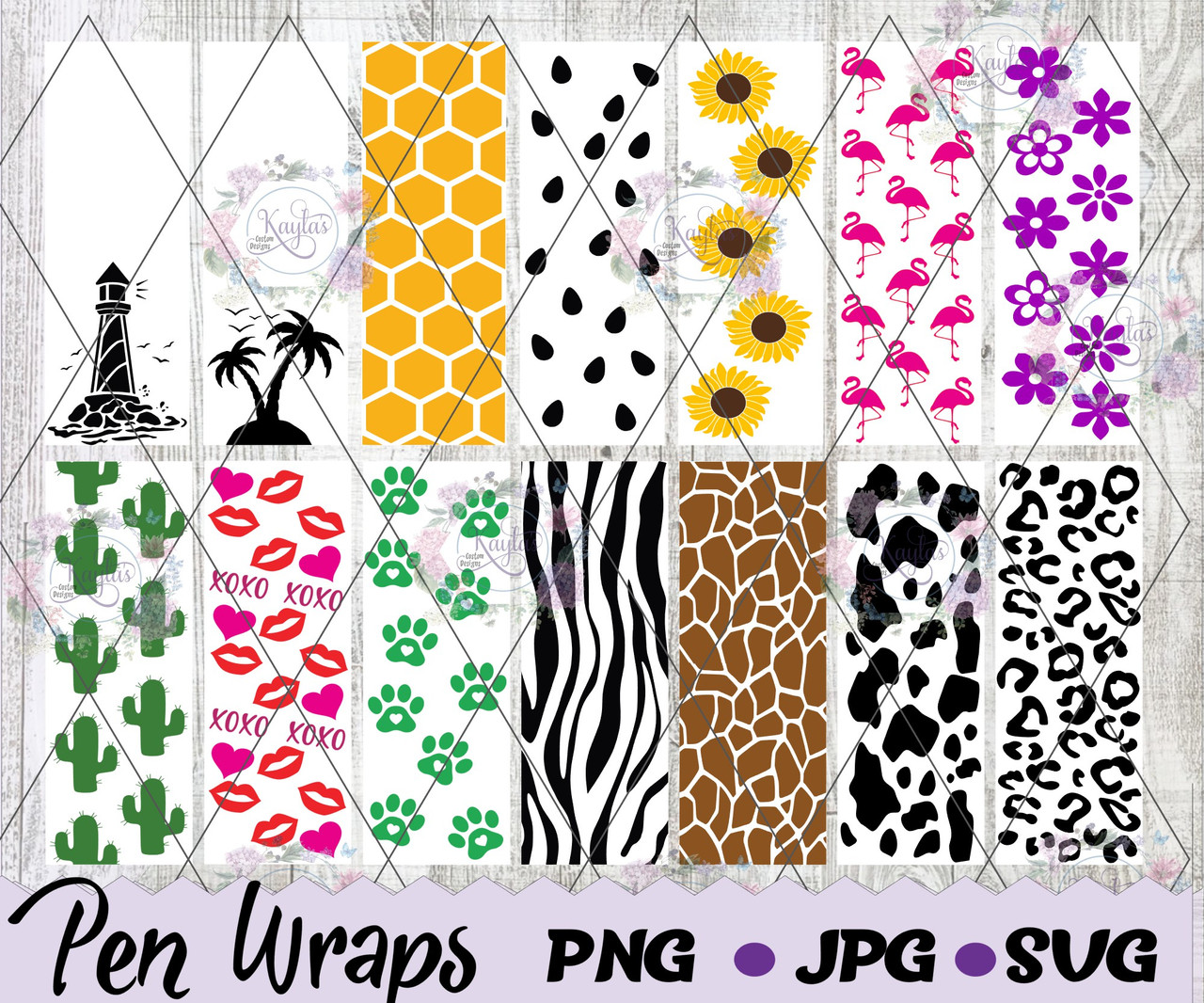 LOUIS VUITTON INSPIRED PEN WRAPS SVG PNG DXF EPS CUT FILE