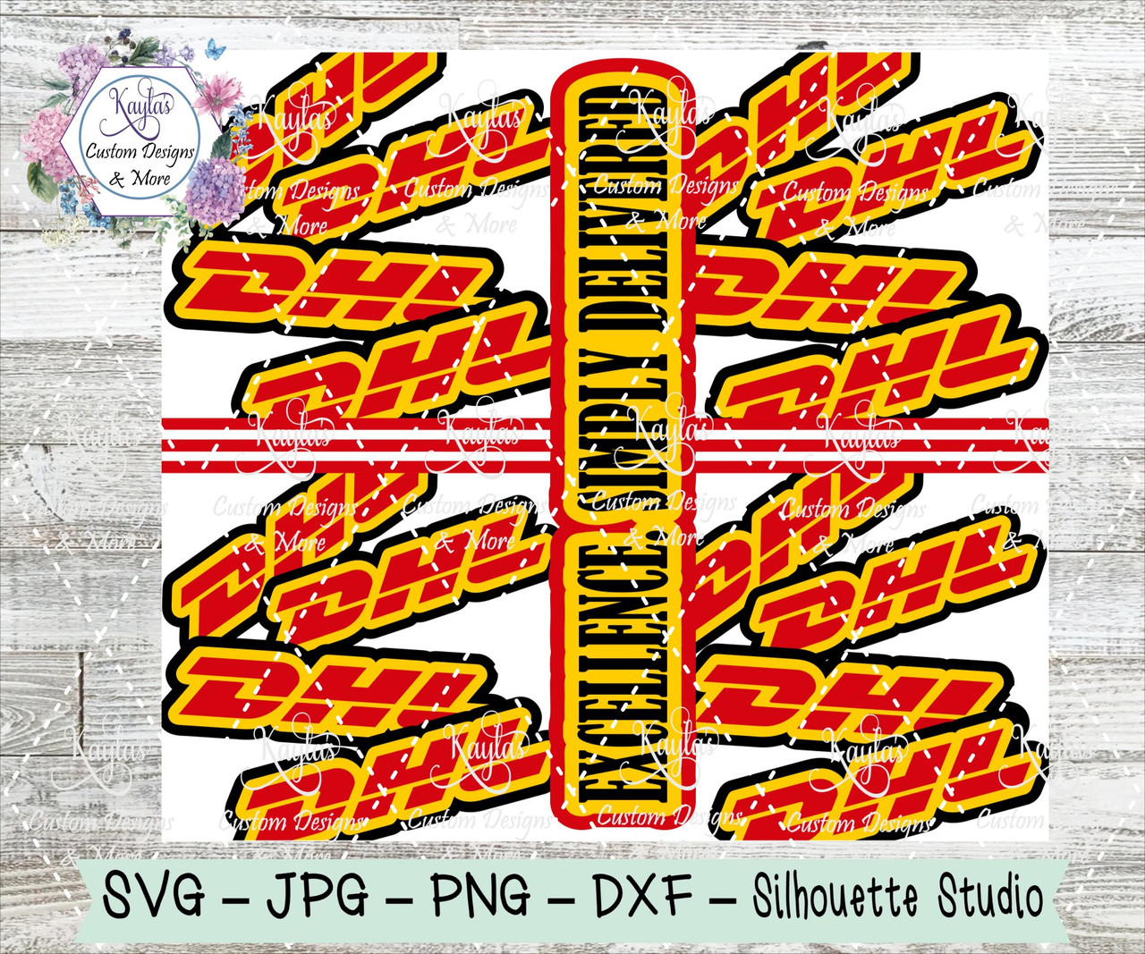 DHL Shipping Company Burst Tumbler Template Digital Download