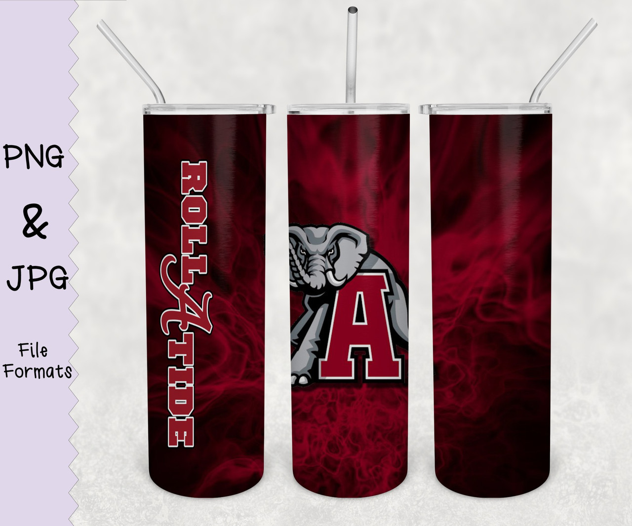 Alabama Crimson Tide Grunge Tumbler Wrap, 20oz Skinny Tumble