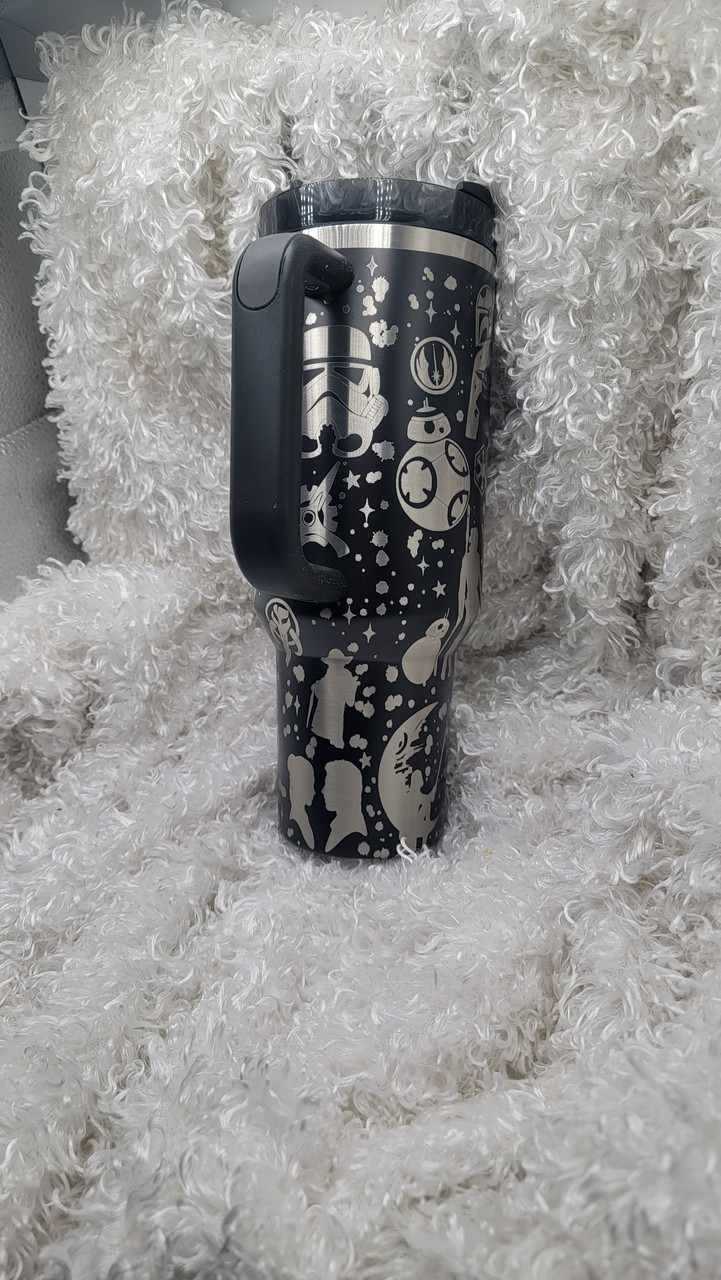 Laser Engraved Star Wars Tumbler With Handle, Stanley – ChiqueCreations