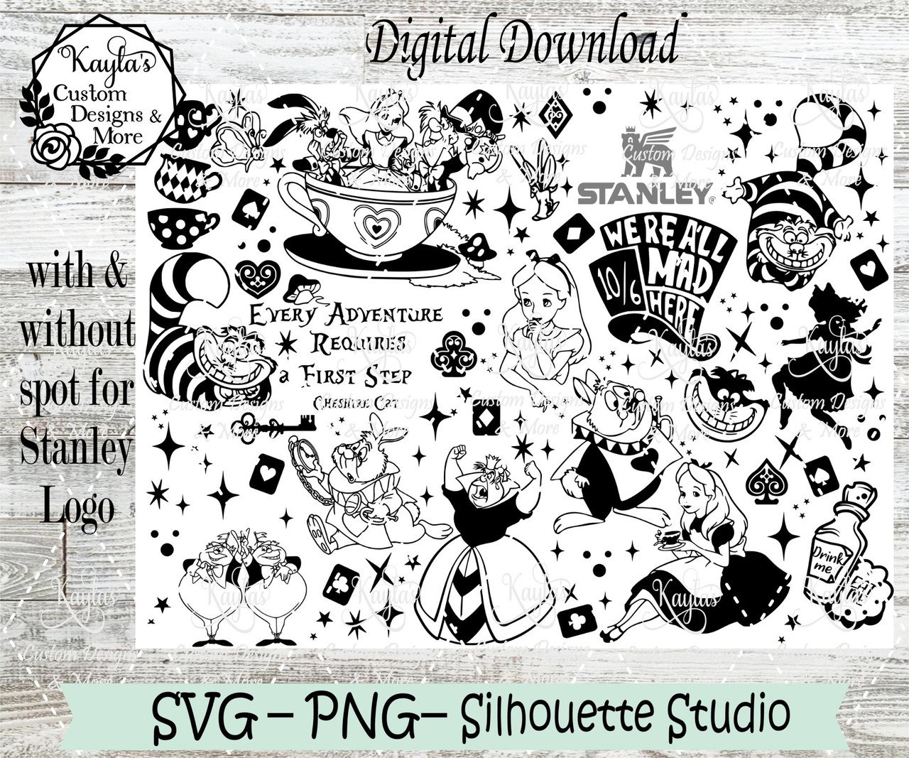 Alice in Wonderland SVG Tumbler Template Digital Download alice-in-wonderland-svg-tumbler-template-digital-download