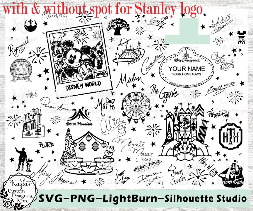 Disney Rides and Signatures SVG Tumbler Template Digital Download