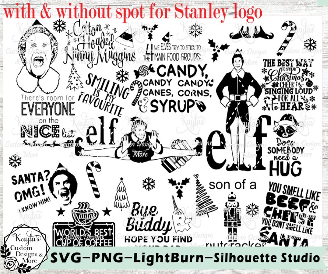 Elf Movie SVG Tumbler Template Digital Download elf-movie-night-printables-christmas-movie-decor-ridgetop-digital-shop