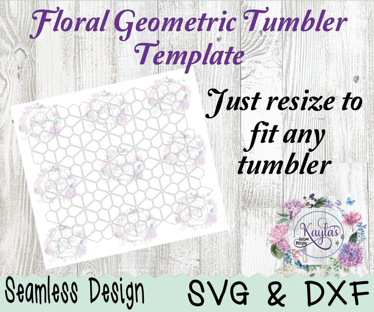 Floral Geometric Tumbler Template Seamless Design Digital Download