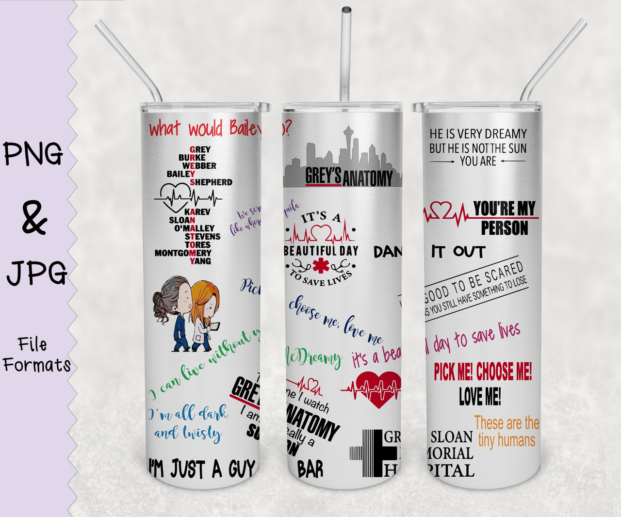 Grey's Anatomy Tumbler Wraps Digital Download