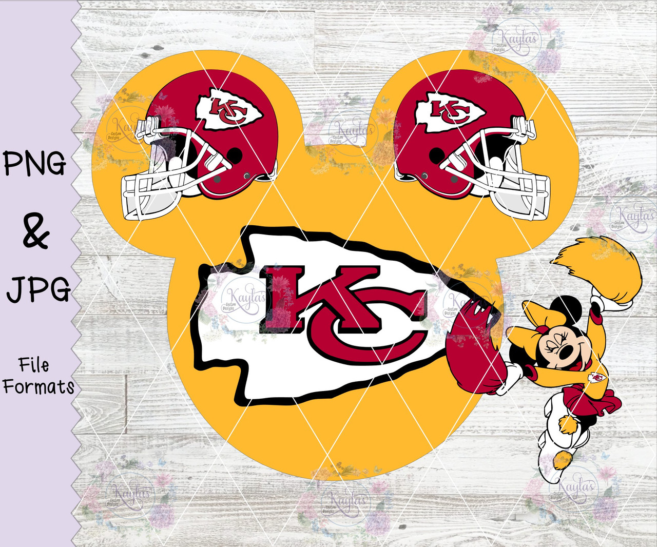 Football & Cheerleader Clipart, Red and Yellow, inspired by KC Chiefs