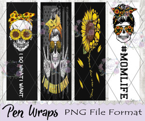 Sunflowers and Skulls Pen Wraps Digital Download Sunflowers and Skulls Pen Wraps Digital Download
