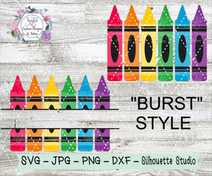 Crayons and Crayon Monogram Burst Template Digital Download Crayons and Crayon Monogram Burst Template Digital Download