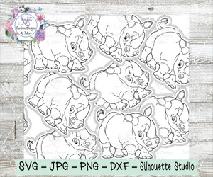 Cute Rhino Burst Tumbler Template Digital Download