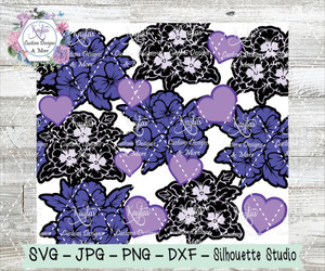 Pansy and Heart Burst Tumbler Template Digital Download Pansy and Heart Burst Tumbler Template Digital Download