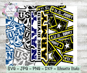 Army Navy House Divided Burst Tumbler Template Digital Download