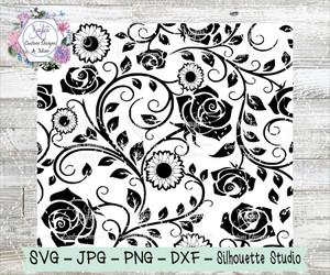 Roses and Sunflowers Burst Tumbler Template Digital Download Roses and Sunflowers Burst Tumbler Template Digital Download