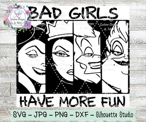 Bad Girls Have More Fun Disney Villains  Tumbler Template Digital Download