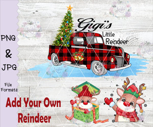 Gigi's Little Reindeer Red Plaid Truck Digital Download Gigi's Little Reindeer Red Plaid Truck Digital Download