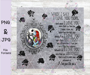 Jack and Sally I Love You More Tumbler Wraps Digital Download Jack and Sally I Love You More Tumbler Wraps Digital Download