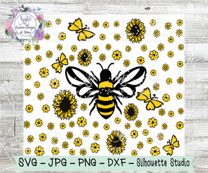 Bee and Daisy Burst Tumbler Template Digital Download Bee and Daisy Burst Tumbler Template Digital Download