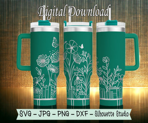 Bookshelf With Flowers SVG Tumbler Template Digital Download Bookshelf With Flowers SVG Tumbler Template Digital Download