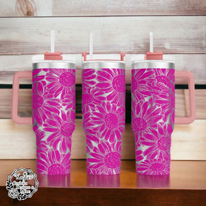 Daisy Patrern, 40oz Dupe Stainless Tumbler, Laser Engraved, Full Wrap Gift For Her, Custom Engraved Personalized Powder Coated Tumbler Daisy Patrern, 40oz Dupe Stainless Tumbler, Laser Engraved, Full Wrap Gift For Her, Custom Engraved Personalized Powder Coated Tumbler