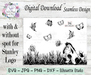 Eeyore and Butterflies SVG Tumbler Template Digital Download Eeyore and Butterflies SVG Tumbler Template Digital Download